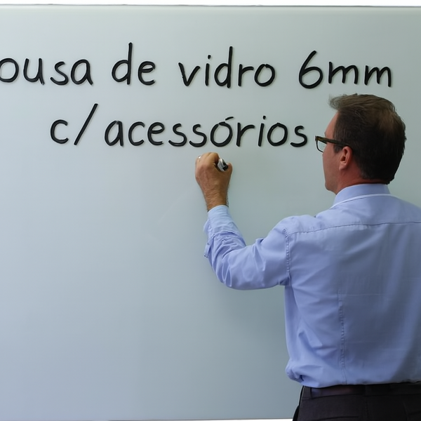 Lousa 100x90 Quadro Vidro 6mm branca Escolar Escrita Escrever