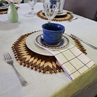 Lugar Americano De Madeira Redondo, Artesanal, Marrom Marfim