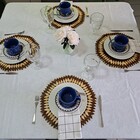 Lugar Americano De Madeira Redondo, Artesanal, Marrom Marfim