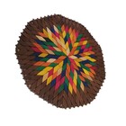 Lugar Americano De Madeira Redondo, Colorido, Bordas Marrons