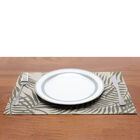 Lugar Americano De Poliéster Com Linho Folhas Cinza 45cm X 30