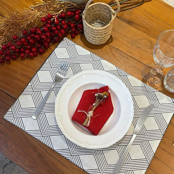 Lugar Americano Df 43x31  Piza Black/linia Preto