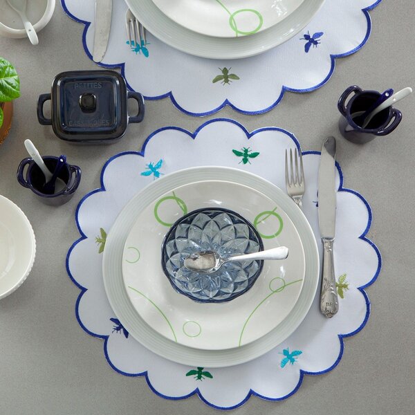 Lugar Americano Redondo Bordado Jolitex - Honey Azul