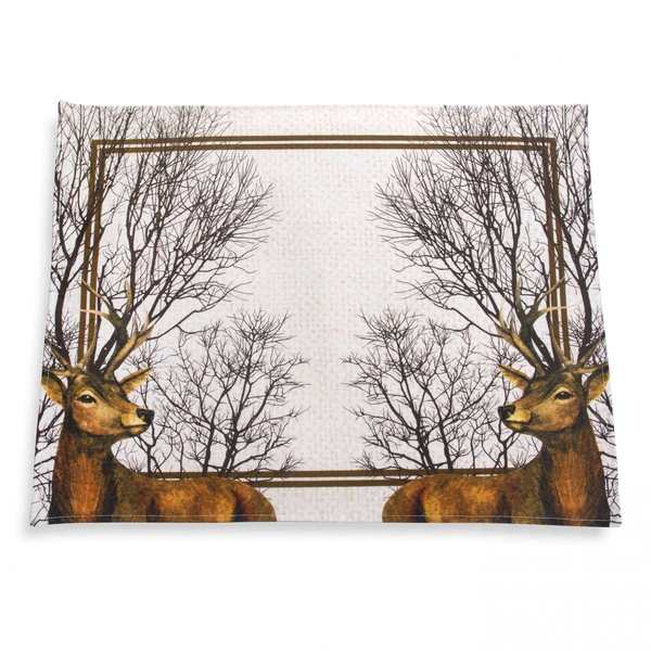 Lugar Americano Retangular Rena De Natal Bege 35x45 Cm - D'ro