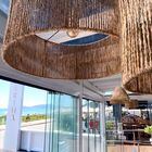 Luminária 40cm Redonda De Teto Lustre Rústico Fibra Natural P