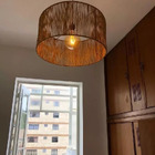 Luminaria 50cm Redonda Rústica Pendente de Teto Grande Lustre