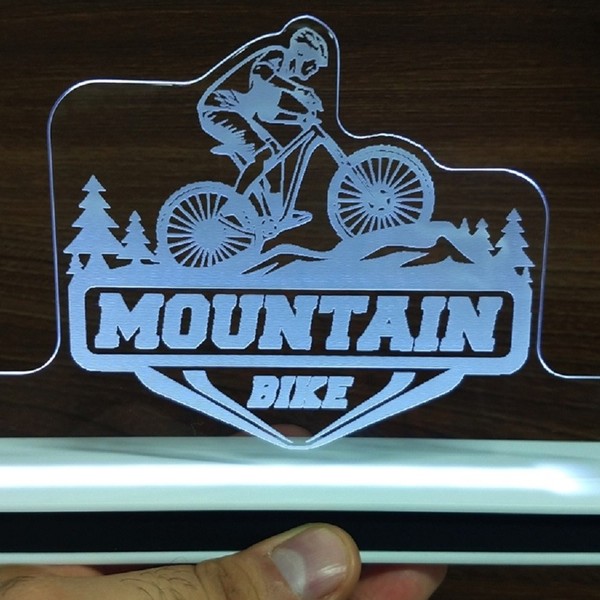 Luminária Abajur Base Acrílica Led Mountain Bike Bicicleta -