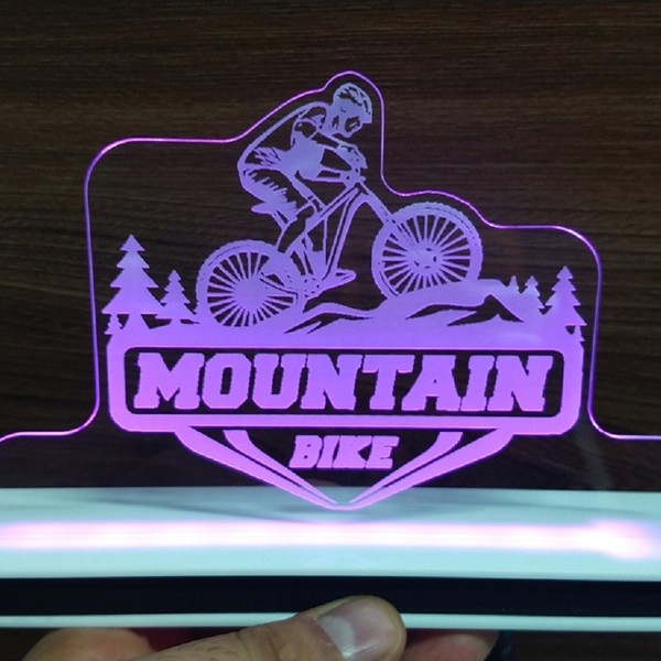 Luminária Abajur Base Acrílica Led Mountain Bike Bicicleta -