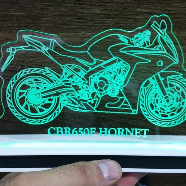 Luminária Abajur Base De Mesa Acrílica Led Moto Cbr650f Horne