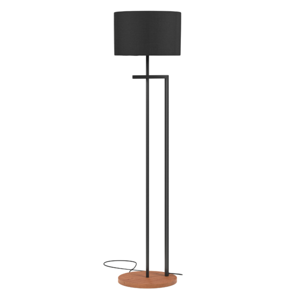 Luminaria Abajur De Chão Base Mdf Pes De Ferro Preto Cupula P