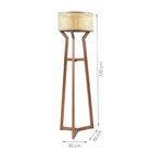 Luminária Abajur De Chão Luna Em Madeira Maciça E Tela Natural