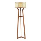 Luminária Abajur De Chão Luna Em Madeira Maciça E Tela Natural