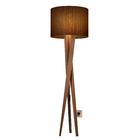 Luminaria Abajur De Chão Pés De Madeira Cúpula Marrom