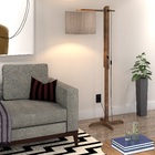 Luminaria Abajur De Chão Pés De Madeira Cúpula Palha