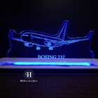 Luminária Abajur De Mesa Base Acrílica Led Avião Boeing 737 -