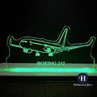 Luminária Abajur De Mesa Base Acrílica Led Avião Boeing 737 -