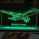 Luminária Abajur De Mesa Base Acrílica Led Avião Boeing 747 -