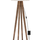 Luminaria Abajur Dubai De Chão 1,58m Palha Com 4 Pés Madeira