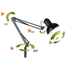 Luminaria Abajur Flexivel Articulada Chao 1m 90cm Metal Pedes