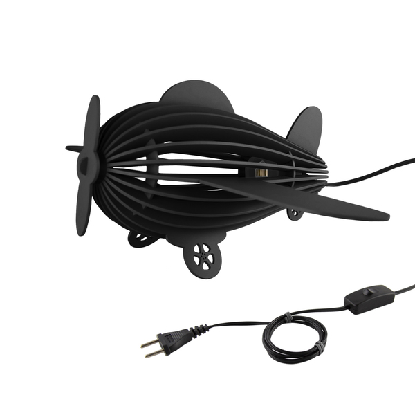 Luminária Abajur Madeira Avião Teco Teco Infantil E27 Preto | Leroy Merlin