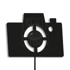 Luminária Abajur Parede Câmera Madeira G9 30cm Decoração Preto