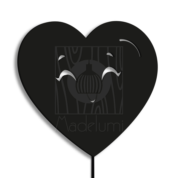 Luminária Abajur Parede Coração Madeira G9 30cm Decoração Pre