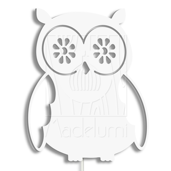 Luminária Abajur Parede Coruja B Madeira G9 30cm Decoração Br