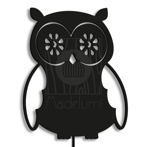 Luminária Abajur Parede Coruja B Madeira G9 30cm Decoração Pr