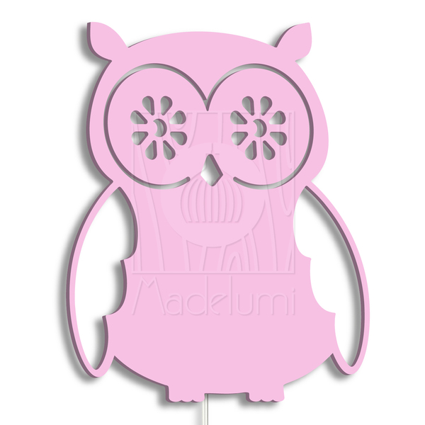 Luminária Abajur Parede Coruja B Madeira G9 30cm Decoração Ro