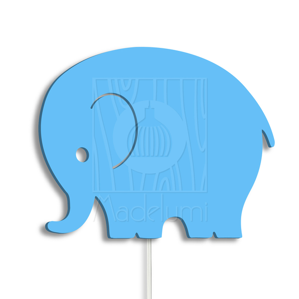 Luminária Abajur Parede Elefante Madeira G9 30cm Decoração Az