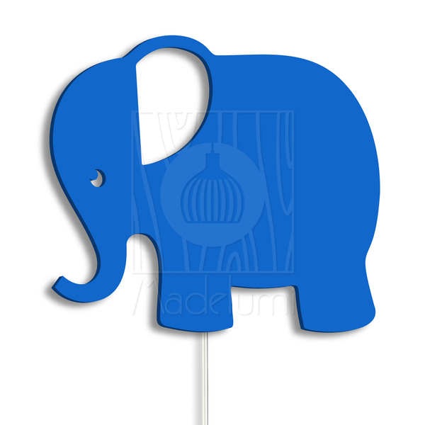 Luminária Abajur Parede Elefante Madeira G9 30cm Decoração Az