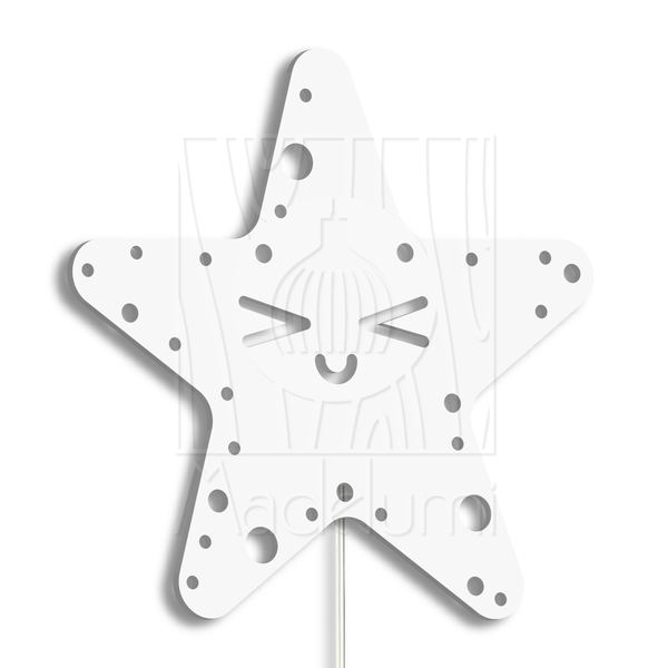 Luminária Abajur Parede Estrela B Madeira G9 30cm Decoração B