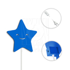 Luminária Abajur Parede Estrela Madeira G9 30cm Decoração Azu