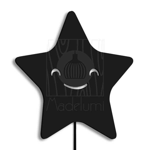 Luminária Abajur Parede Estrela Madeira G9 30cm Decoração Pre