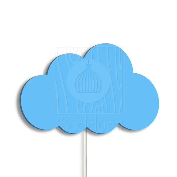 Luminária Abajur Parede Nuvem B Madeira G9 30cm Decoração Azu