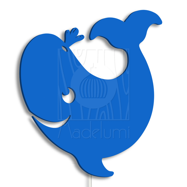 Luminária Abajur Parede Orca B Madeira G9 30cm Decoração Azul