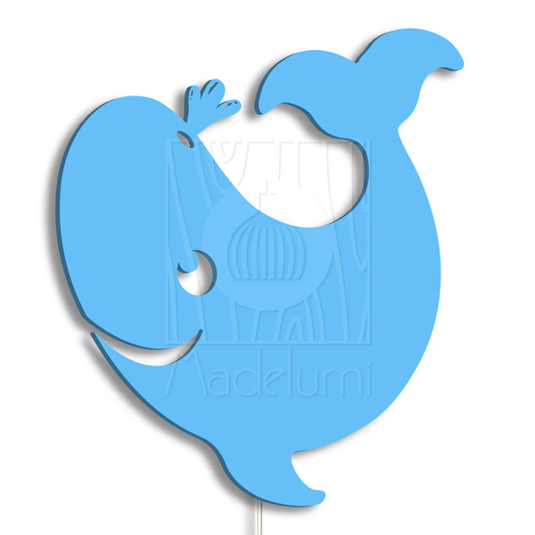 Luminária Abajur Parede Orca B Madeira G9 30cm Decoração Azul