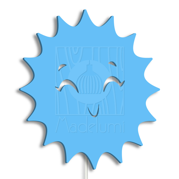 Luminária Abajur Parede Sol Madeira G9 30cm Decoração Bebê Az