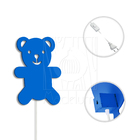 Luminária Abajur Parede Urso B Madeira G9 30cm Decoração Azul