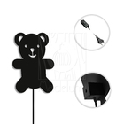 Luminária Abajur Parede Urso B Madeira G9 30cm Decoração Preto