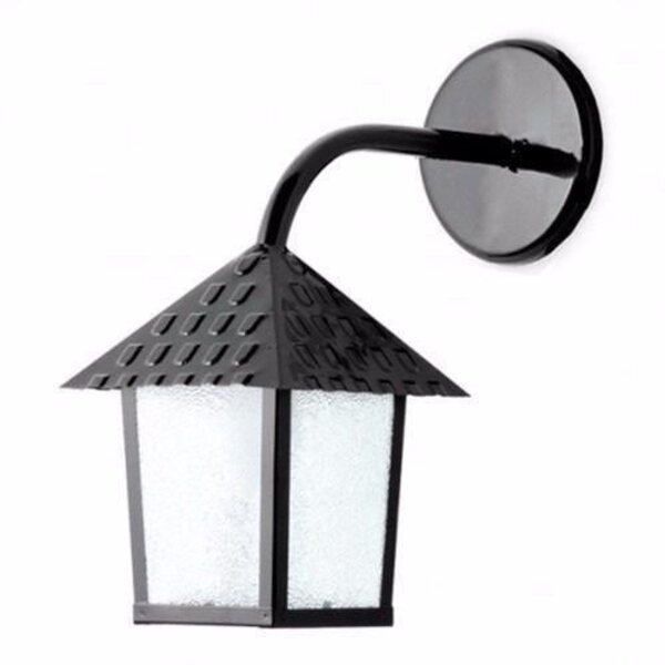 Luminária Arandela Colonial De Parede Preta Em Aço E Vidro Blumenau