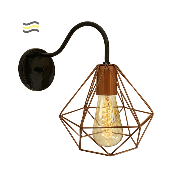 Luminária Arandela De Parede Diamante Aramado Cobre