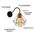 Luminária Arandela De Parede Diamante Aramado Cobre