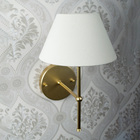 Luminária Arandela Fixa Dourado Com Cúpula Bege