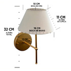 Luminária Arandela Fixa Dourado Com Cúpula Bege