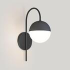 Luminária Arandela Meio Globo Vidro Preto Retro 14x36cm G9