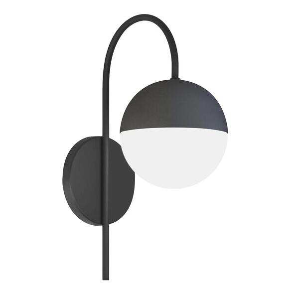 Luminária Arandela Meio Globo Vidro Preto Retro 14x36cm G9