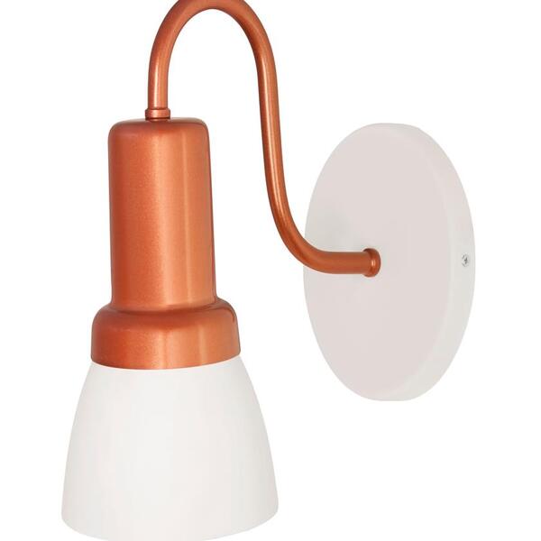 Luminária Arandela Parede Curva Cama Cabeceira Branco Cobre