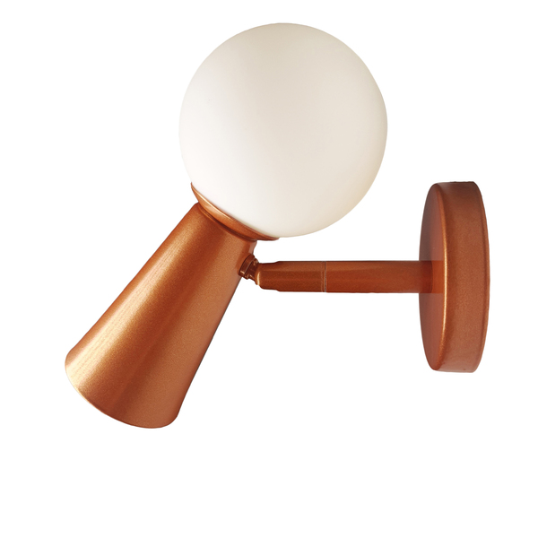 Luminária Arandela Parede Globo Vidro Articulada Cobre