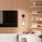 Luminária Arandela Parede Gota Globo Vidro Quarto Cama Preto